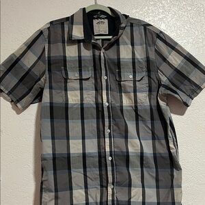 Vans Gray and Blue Plaid Button Down Shirt
